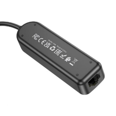 Адаптер Borofone DH6 Erudite 4-в-1 Ethernet-адаптер 100 Мбит/с (USB to USB2.0*3+RJ45)(L=0,2M) Черный (6941991104268) - изображение 2