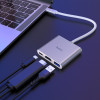 Кабель-перехiдник HOCO HB14 Easy use Type-C adapter(Type-C to USB3.0+HDMI+PD) Silver - изображение 8