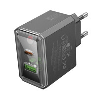 Мережевий зарядний пристрій BOROFONE BAS32A Treasure PD30W+QC3.0 charger(EU) Black (Цвет 7073) - фото № 2