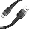 Кабель HOCO U110 USB to Type-C 2.4A, 1.2m, нейлон, алюмінієві конектори, Black (6931474770608)