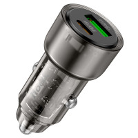 Автомобільний зарядний пристрій HOCO Z52 Spacious PD38W (1C1A) car charger Transparent Black (Колір Transparent-Black) - фото № 3