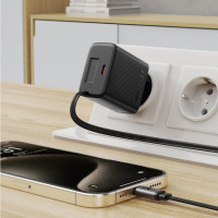 Мережевий зарядний пристрій ACEFAST A110 PD30W GaN charger (USB-C+USB-C) with retractable cable (EU) Black (Цвет 7073) - фото № 6