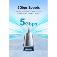 USB-хаб Vention USB 3.0 to USB 3.0/USB 2.0*3 Mini Hub 0.15M Gray Metal Type (CKOHB) (Цвет Metal Gray) - фото № 6