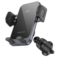 Автотримач для телефона з БЗП BOROFONE BH220 Leader automatic induction wireless fast charging car holder(air outlet) Black Gray (Цвет Black-Gray) - фото № 3