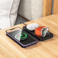 Бездротовий зарядний пристрій HOCO CQ13 Triumph 3-in-1 travel folding wireless fast charger Black (Цвет 7073) - фото № 7
