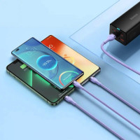 Кабель Baseus Flash Series Ⅱ One-for-three Fast Charging Data Cable USB to M+L+C 66W 1.2m Purple (Цвет Фиолетовый) - фото № 8