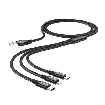 Кабель HOCO X14 3-in-1 Times speed charging cable iP+Micro+Type-C Black - зображення 2