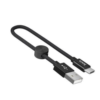 Кабель HOCO X35 USB to Type-C 3A, 0,25м, нейлон, алюминиевые разъемы, Черный (6931474707451) - изображение 1