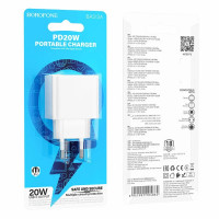 Мережевий зарядний пристрій BOROFONE BAS13A Erudite single port PD20W charger(EU) White (Колір Білий) - фото № 2