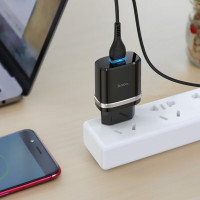 Мережевий зарядний пристрій HOCO C12Q Smart QC3.0 charger set(Micro) 18W Black (Колір 7073) - фото № 4