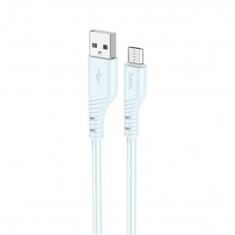 Кабель HOCO X97 Crystal color silicone charging data cable Micro light blue