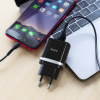 Мережевий зарядний пристрій HOCO C12Q Smart QC3.0 charger set(Micro) 18W Black (Колір 7073) - фото № 5