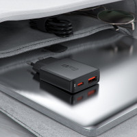 Мережевий зарядний пристрій ACEFAST A69 PD30W GaN (USB-A+USB-C) ultra-thin charger Black (Цвет 7073) - фото № 5