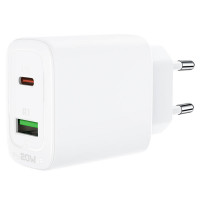 Мережевий зарядний пристрій ACEFAST A25 PD20W (USB-C+USB-A) dual port charger White (Цвет Белый) - фото № 4