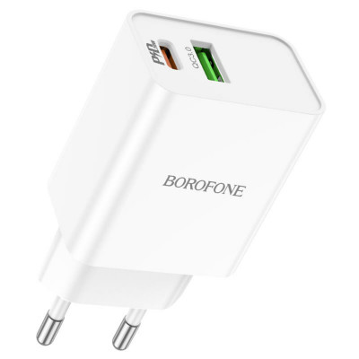 Мережевий зарядний пристрій BOROFONE BA69A Зарядное устройство Resource PD20W+QC3.0 Белый (BA69AW) - изображение 1