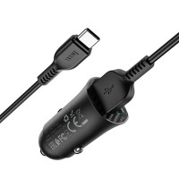 Автомобільний зарядний пристрій HOCO Z39 Farsighted dual port QC3.0 18W set(Type-C) Black (Цвет Черный) - фото № 2