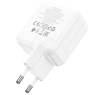 Мережевий зарядний пристрій HOCO C110A Lucky dual-port PD35W(2C) charger White - изображение 5
