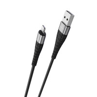 Кабель BOROFONE BX32 USB to iP 2.4A, 1m, nylon, aluminum+TPE connectors, Black (Цвет 7073) - фото № 2