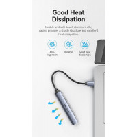 USB-хаб Vention USB 3.0 to USB 3.0/USB 2.0*3 Mini Hub 0.15M Gray Metal Type (CKOHB) (Цвет Metal Gray) - фото № 8