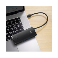 USB-хаб Baseus Lite Series 6-Port Type-C HUB Docking Station (Type-C to HDMI+USB3.0*2+Type-C Data+SD/TF) Black (Колір 7073) - фото № 4