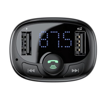 АЗП з FM-модулятор Baseus T Shaped S-09A Car Bluetooth MP3 Player (Standard Edition) Black - зображення 5