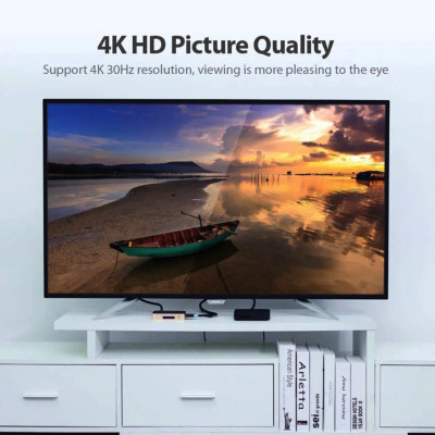 Сплітер Vention 1 In 2 Out HDMI Splitter 4K 30Hz Gold Aluminum Alloy Type EU Standard (ACBG0-EU) - зображення 7