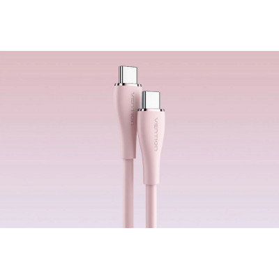 Кабель Vention USB 2.0 C Male to C Male 5A Кабель 1,5 м Розовый силиконовый тип (TAWPG) - изображение 3