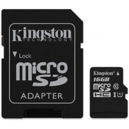 microSDHC (UHS-1) Kingston Canvas Select 16Gb class 10  (R-80MB/s) (adapter SD)