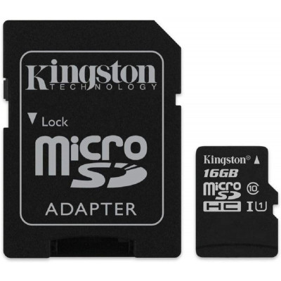 microSDHC (UHS-1) Kingston Canvas Select 16Gb class 10  (R-80MB/s) (adapter SD) - изображение 1