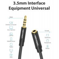 Аудіокабель Vention Cotton Braided 3.5mm Audio Extension Cable 2M Black Metal Type (VAB-B06-B200-M) (Цвет 7073) - фото № 7