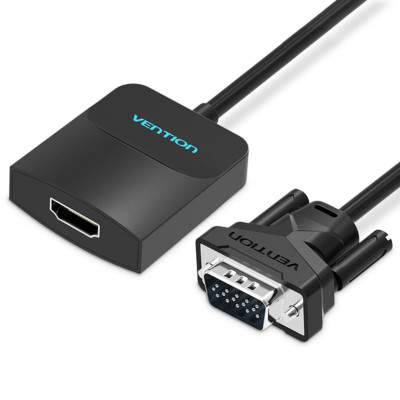 Адаптер Vention VGA to HDMI Converter with Female Micro USB and Audio Port 0.15M Black (ACNBB) - зображення 1