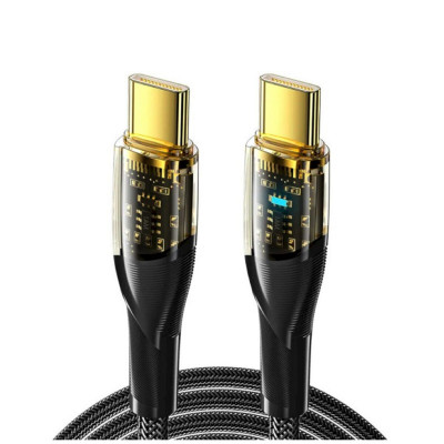 Кабель Essager Interstellar Transparent Design USB-кабель для зарядки от типа C до типа C, 100 Вт, 1 м, черный (EXCTT1-XJ01-P) (EXCTT1-XJ01-P) - изображение 1