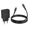 Мережевий зарядний пристрій BOROFONE BA98A Ilustre PD30W (2C1A) charger with digital display set (C to iP) (EU) Black (7073)- № 7