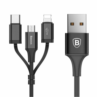 Кабель Baseus Excellent Cable USB For Micro/Lightning/Type-C 1.2mBlack - зображення 1