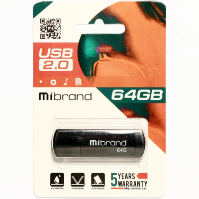 Flash Mibrand USB 2.0 Grizzly 64Gb Black - зображення 1