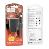 Мережевий зарядний пристрій HOCO CS13A Ocean single port PD20W charger set(Type-C to Type-C) Black (Цвет 7073) - фото № 6