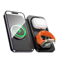 Бездротовий зарядний пристрій HOCO CQ13 Triumph 3-in-1 travel folding wireless fast charger Black (Цвет 7073) - фото № 3