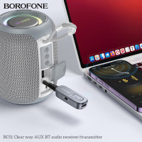 Bluetooth-ресивер BOROFONE BC51 Clear way AUX BT audio receiver/transmitter Metal Grey (Колір Metal Gray) - фото № 8