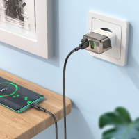 Мережевий зарядний пристрій BOROFONE BA80A Scenery PD20W+QC3.0 charger set(Type-C to Type-C) Transparent Black (Колір Transparent-Black) - фото № 8
