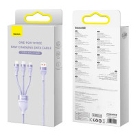 Кабель Baseus Flash Series Ⅱ One-for-three Fast Charging Data Cable USB to M+L+C 66W 1.2m Purple (Цвет Фиолетовый) - фото № 2