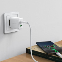 Мережевий зарядний пристрій ACEFAST A25 PD20W (USB-C+USB-A) dual port charger White (Цвет Белый) - фото № 5