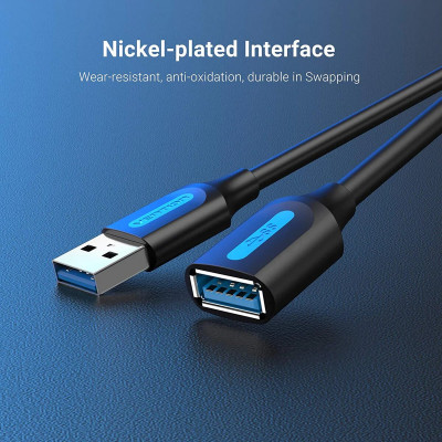 Кабель Vention USB 3.0 A Male to A Female Extension Cable 1.5M black PVC Type (CBHBG) - изображение 2