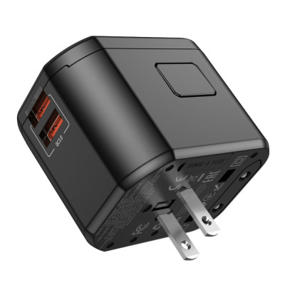 УЗП HOCO AC15 Walker three-port PD20W(1C2A) universal conversion charger Black - зображення 3