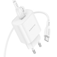 Мережевий зарядний пристрій BOROFONE BA82A Platinum single port PD25W charger set(C to C)(EU) White (Цвет 7068) - фото № 3