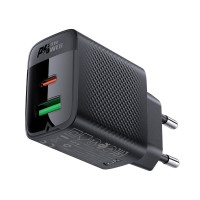 Мережевий зарядний пристрій ACEFAST A78 PD20W GaN (USB-A+USB-C) charger Black (Цвет Черный) - фото № 2
