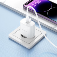 Мережевий зарядний пристрій BOROFONE BA82A Platinum single port PD25W charger set(C to C)(EU) White (Цвет 7068) - фото № 5