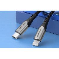 Кабель Vention USB 2.0 C to Lightning Cable 1M Gray Aluminum Alloy Type (TACHF) (Колір Серыйм) - фото № 3