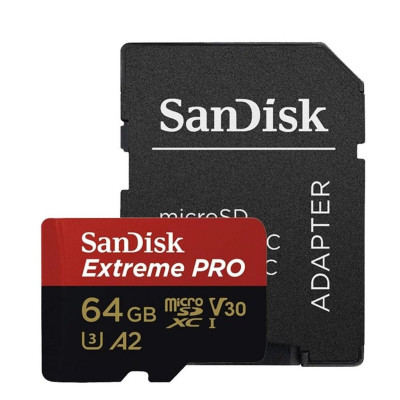 microSDXC (UHS-1 U3) SanDisk Extreme Pro A2 64Gb Class 10 V30 (R200MB/s, W90MB/s) (adapter) (SDSQXCU-064G-GN6MA) - изображение 1