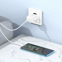 Мережевий зарядний пристрій BOROFONE BA72A Spring single port QC3.0 charger set(Type-C) 18W White (Колір 7068) - фото № 2