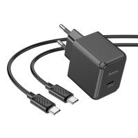 Мережевий зарядний пристрій HOCO CS13A Ocean single port PD20W charger set(Type-C to Type-C) Black (Цвет 7073) - фото № 3